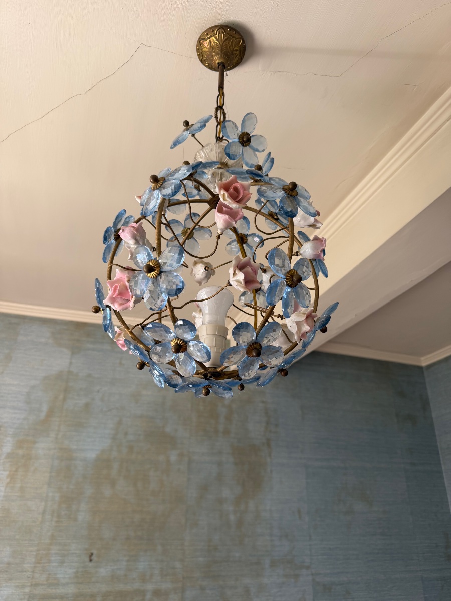 Lustre boulle décor floral 