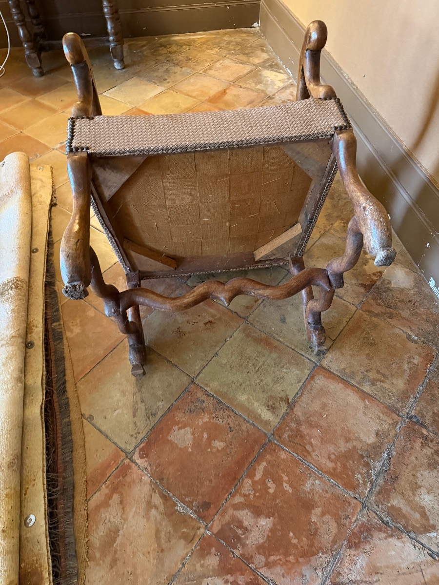 Fauteuil d’époque Louis XIV os de mouton -photo-4