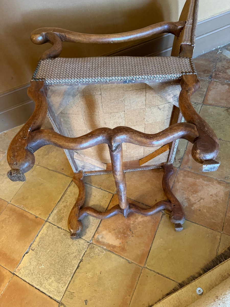 Fauteuil d’époque Louis XIV os de mouton -photo-2
