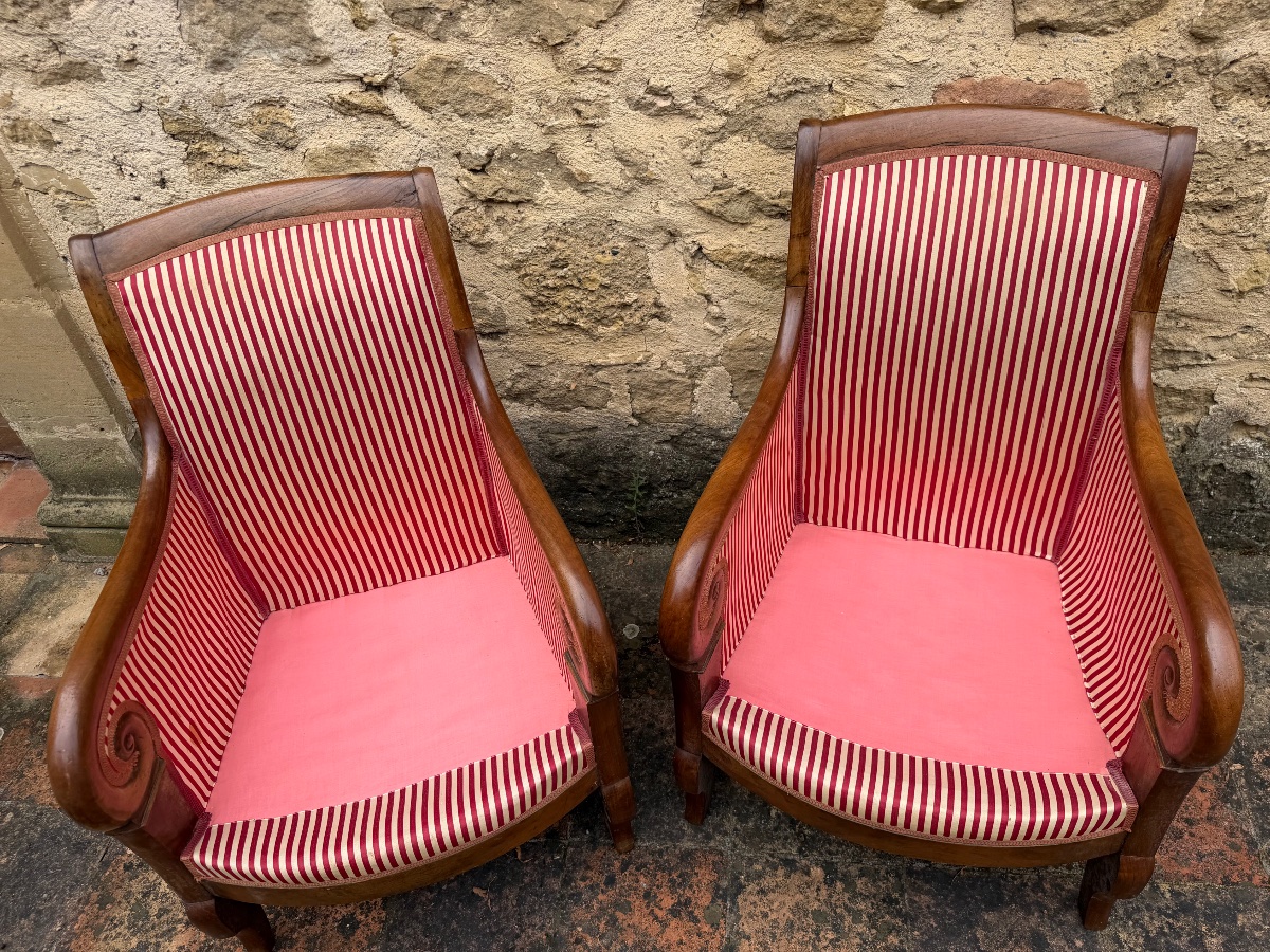 Paire de bergeres à crosse début XIXe -photo-3