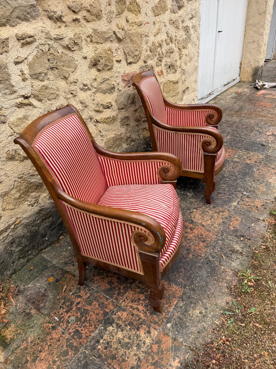 Paire de bergeres à crosse début XIXe -photo-2