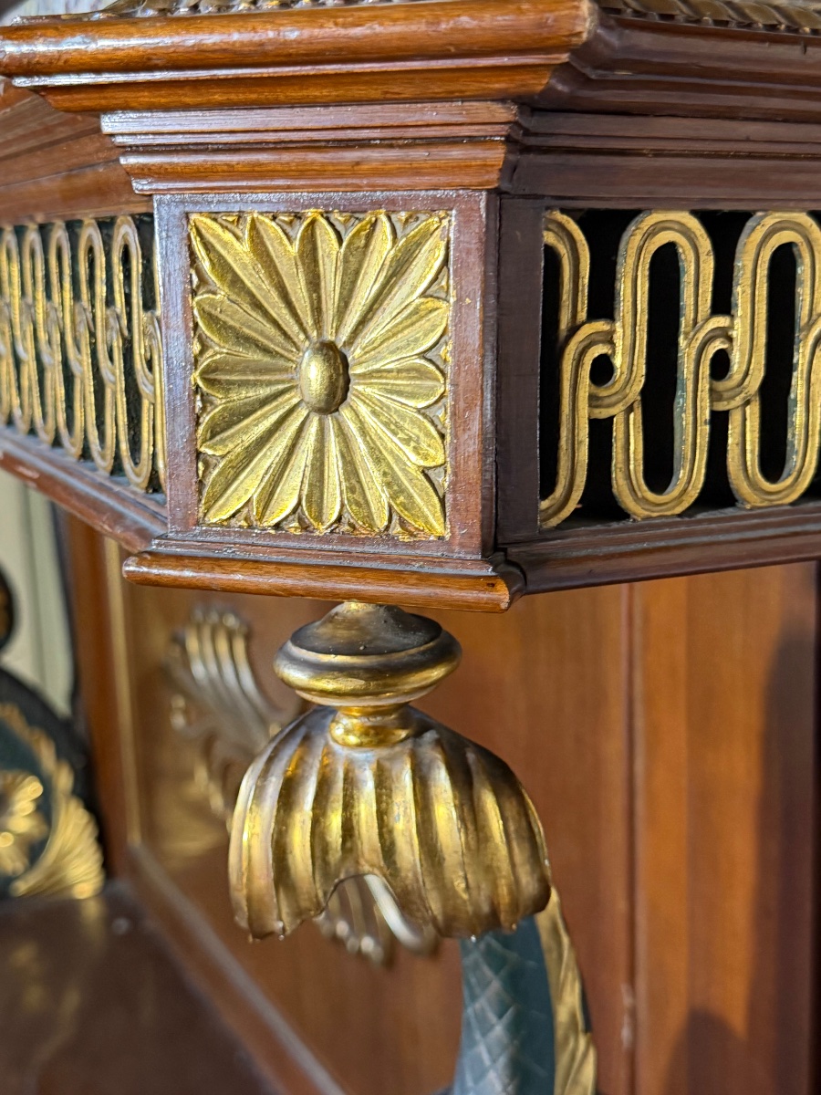 Carved And Gilded Wooden Console Table With A Dolphin Motif -photo-3