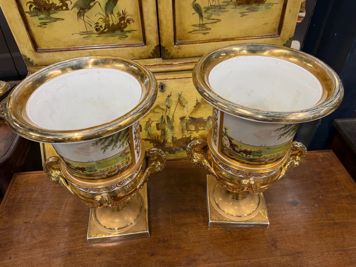 Paire d’important vases en porcelaine allemande KPM ht:47 cm-photo-2