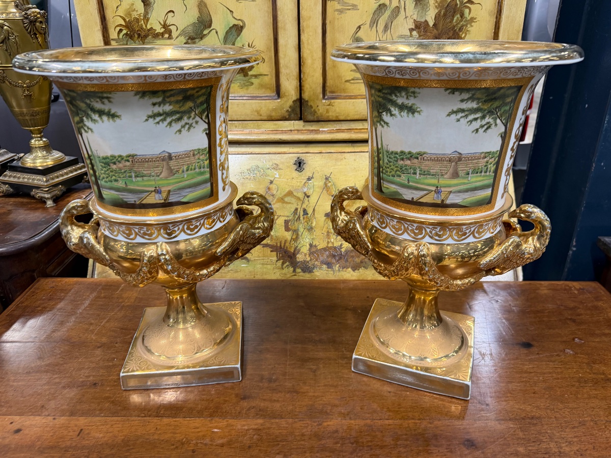 Paire d’important vases en porcelaine allemande KPM ht:47 cm-photo-4