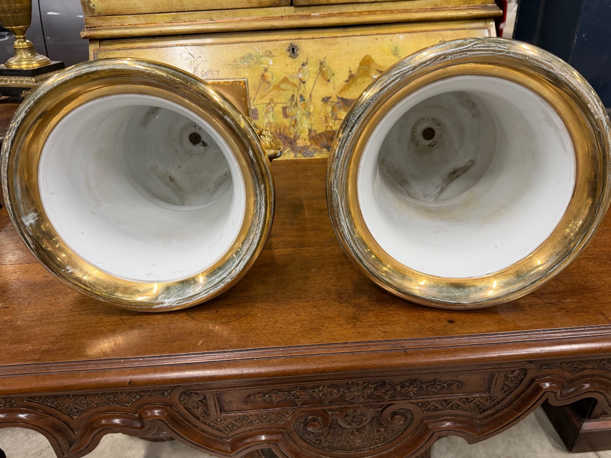 Paire d’important vases en porcelaine allemande KPM ht:47 cm-photo-2