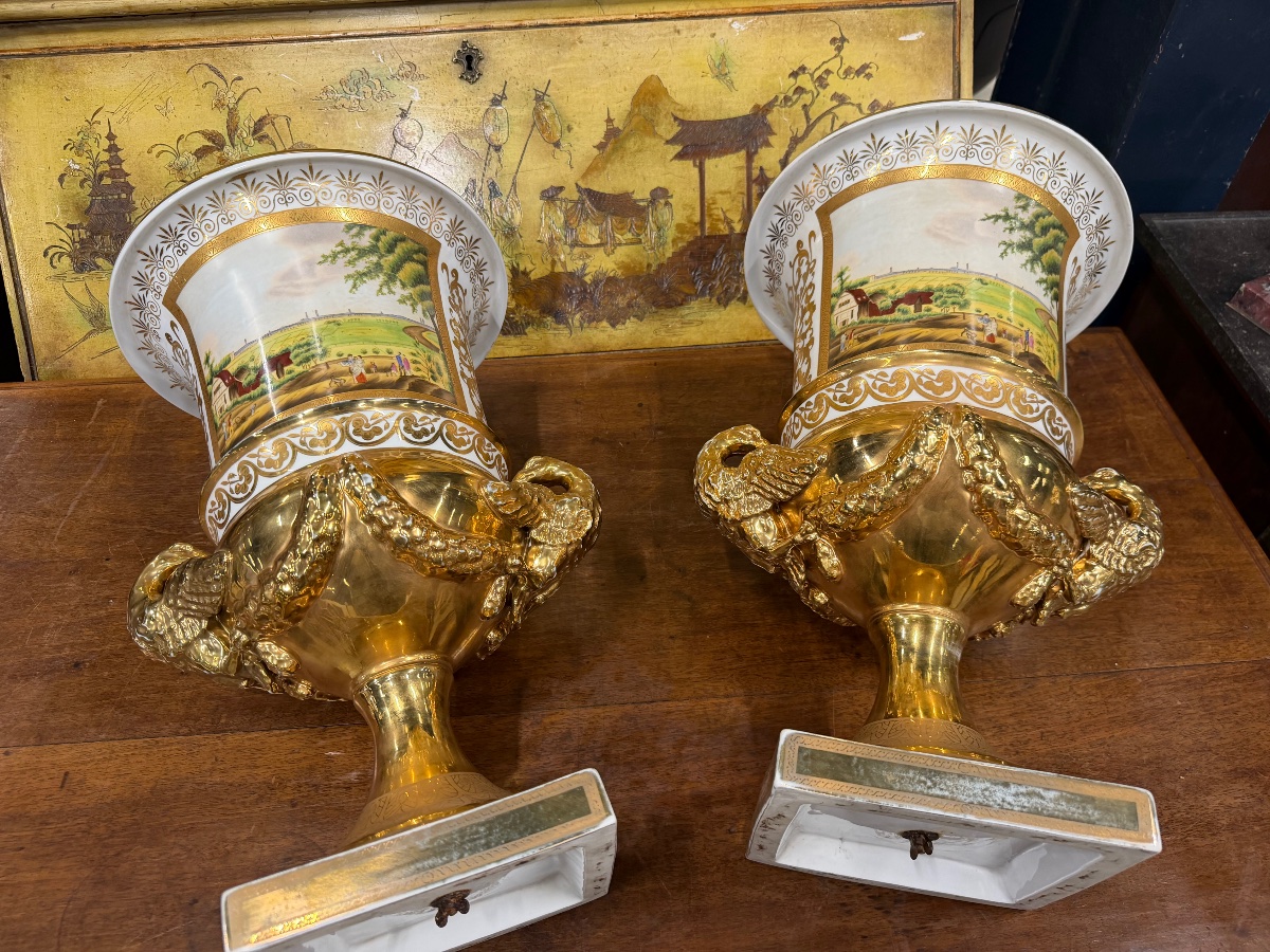 Paire d’important vases en porcelaine allemande KPM ht:47 cm-photo-4