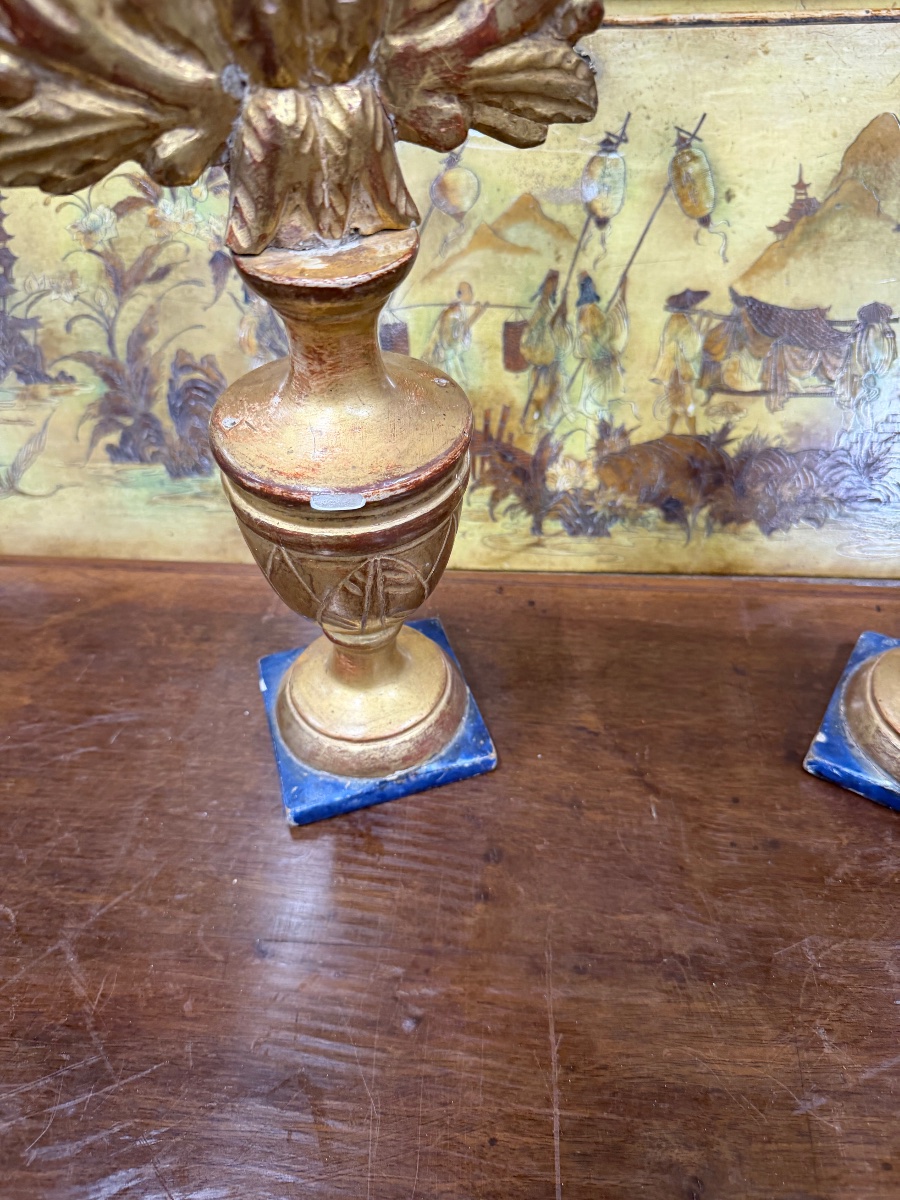 Paire de reliquaires en bois doré d’époque Louis XVI -photo-3