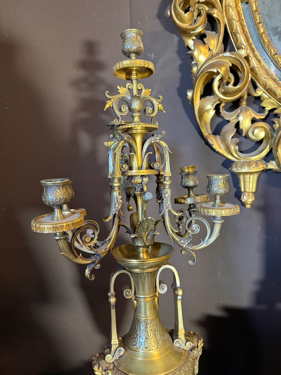 Importante garniture de cheminée Napoléon III (hauteur :95cm)-photo-1
