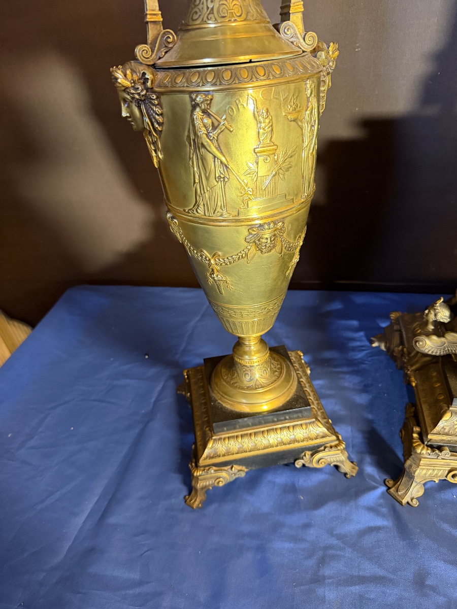 Importante garniture de cheminée Napoléon III (hauteur :95cm)-photo-2