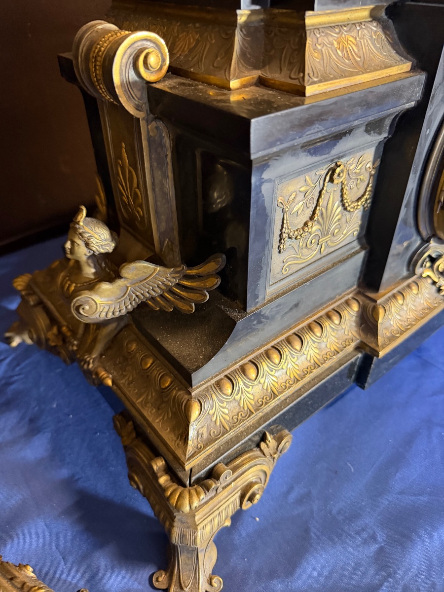 Importante garniture de cheminée Napoléon III (hauteur :95cm)-photo-3