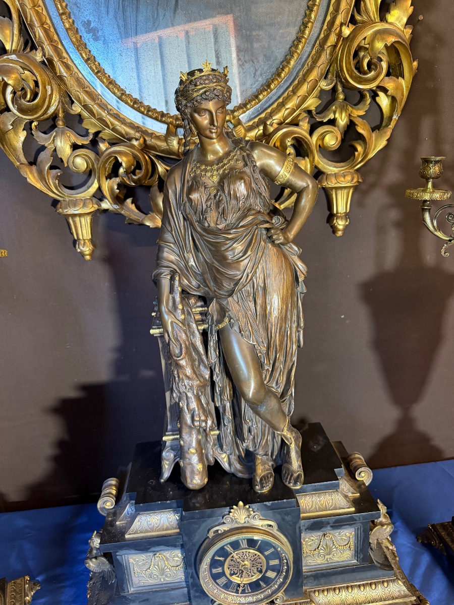 Importante garniture de cheminée Napoléon III (hauteur :95cm)-photo-6