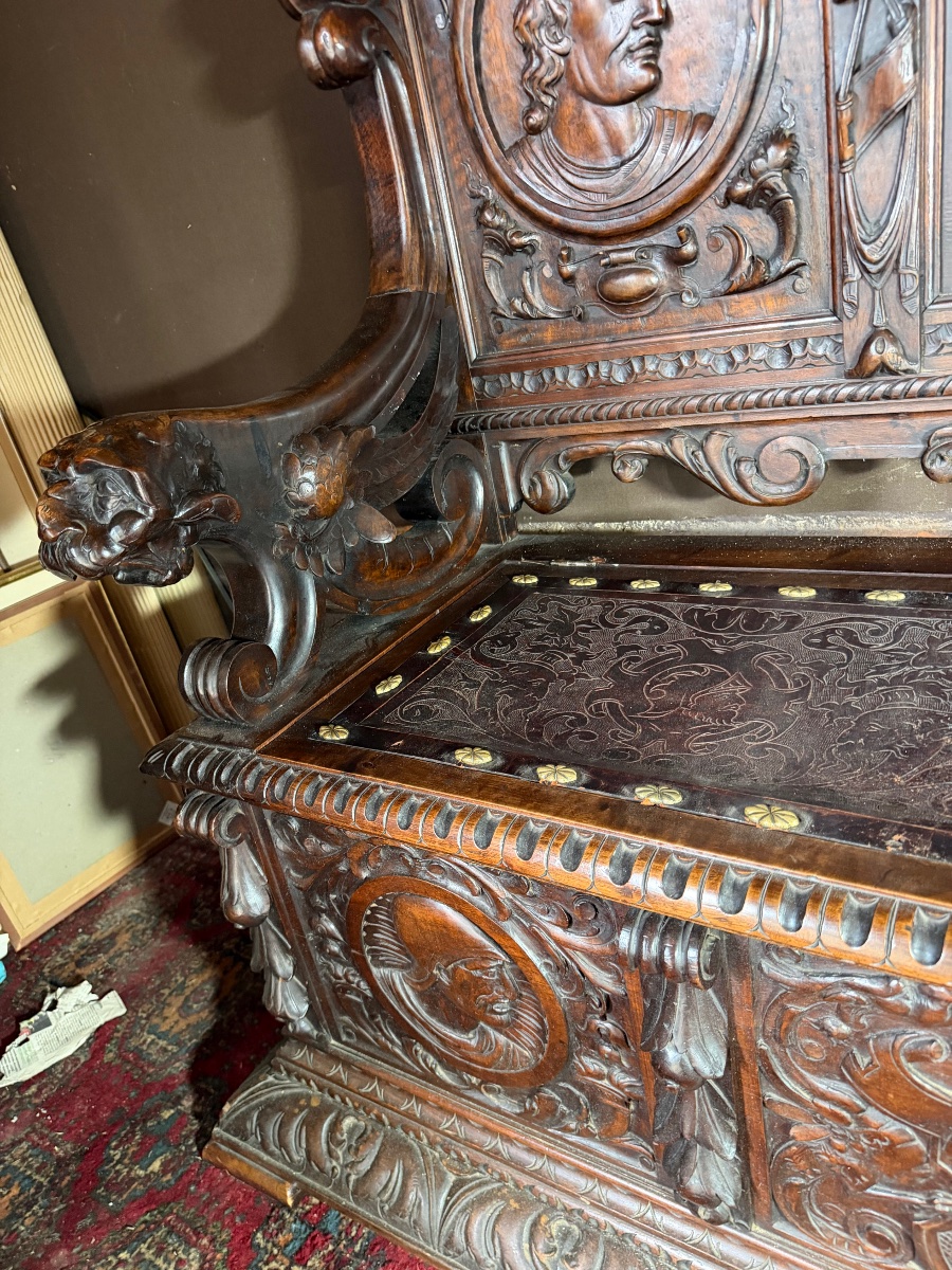 Banc coffre de style renaissance -photo-4