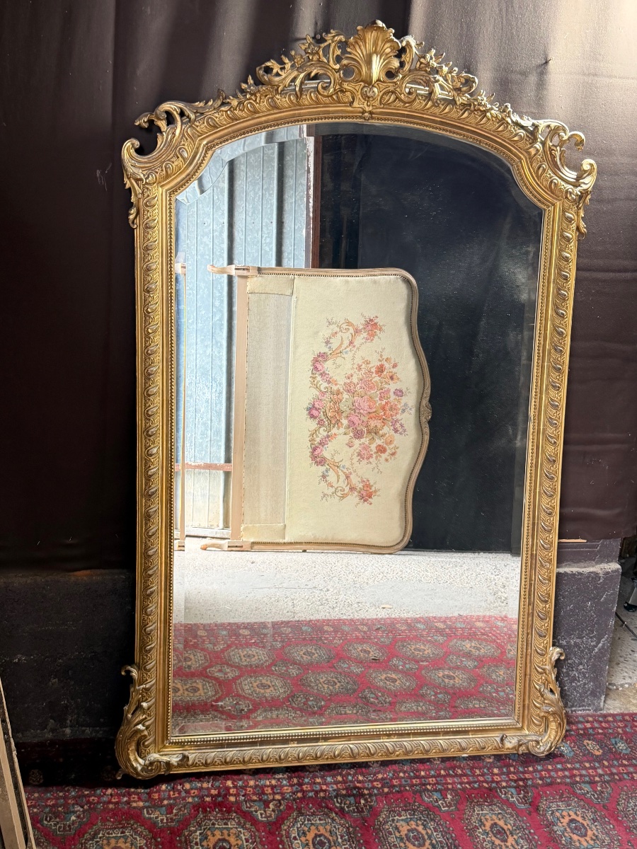 Miroir en bois doré XIXe de style Louis xv-photo-4