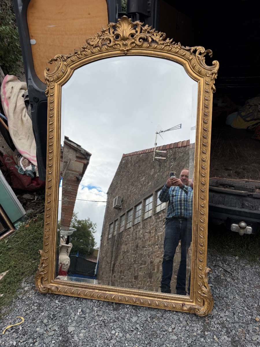 Miroir en bois doré XIXe de style Louis xv-photo-1
