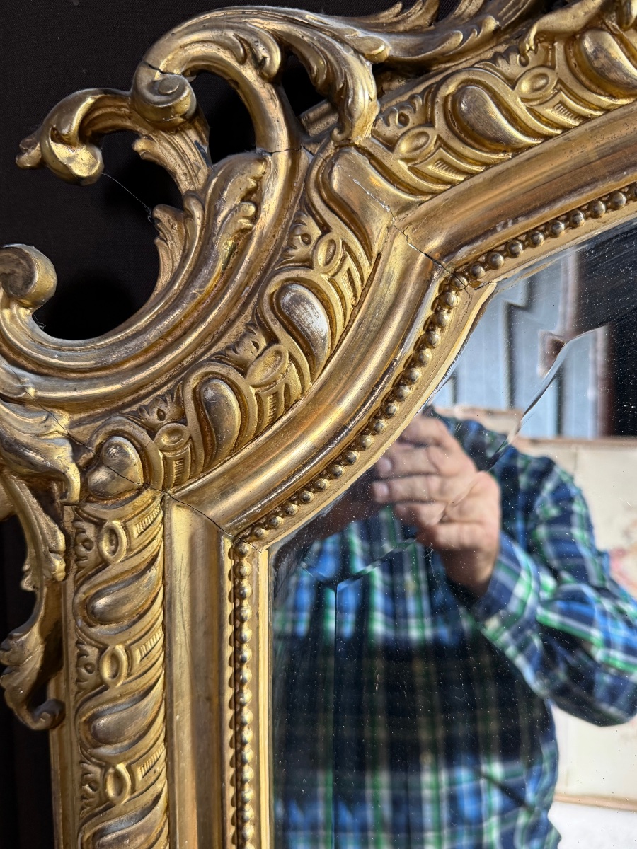 Miroir en bois doré XIXe de style Louis xv-photo-4