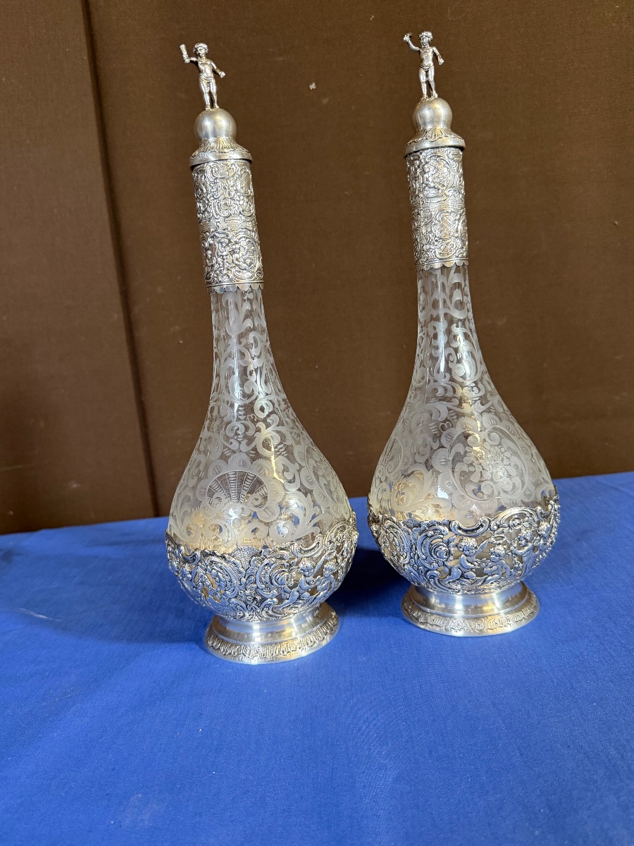 Pair Of Silver-mounted Water Jugs -photo-8