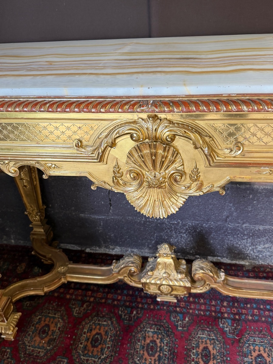 Pair Of Gilded Wooden Side Tables In The Louis XIV Style From The Napoleonic III Period, By Gallais, From Pr-photo-4