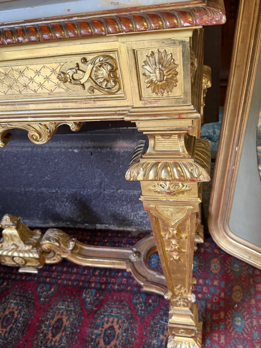 Pair Of Gilded Wooden Side Tables In The Louis XIV Style From The Napoleonic III Period, By Gallais, From Pr-photo-5