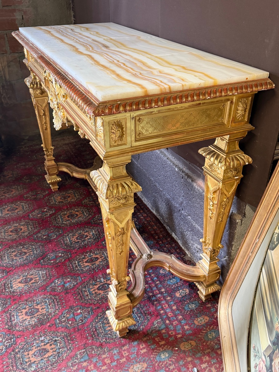 Pair Of Gilded Wooden Side Tables In The Louis XIV Style From The Napoleonic III Period, By Gallais, From Pr-photo-6