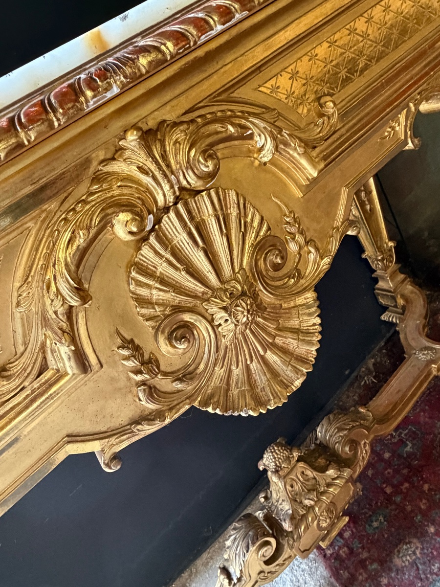 Pair Of Gilded Wooden Side Tables In The Louis XIV Style From The Napoleonic III Period, By Gallais, From Pr-photo-8