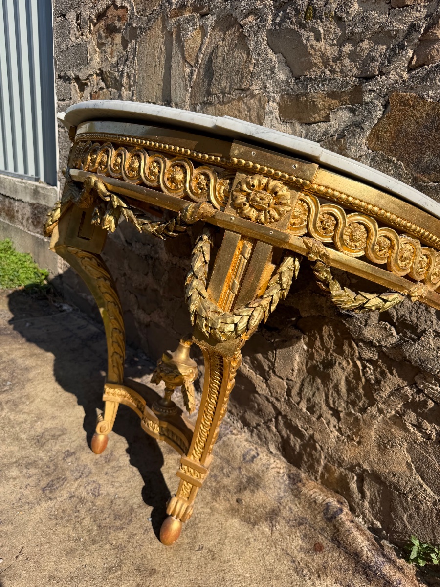 Console bois doré de style Louis XVI -photo-2
