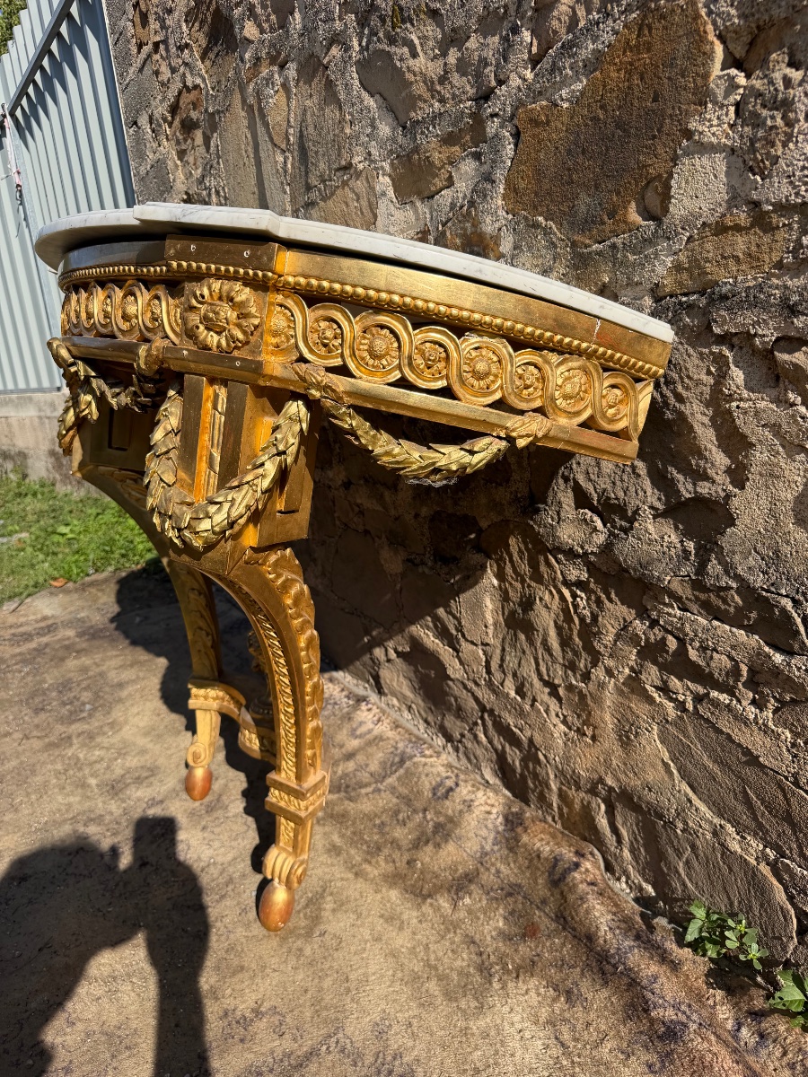 Console bois doré de style Louis XVI -photo-3