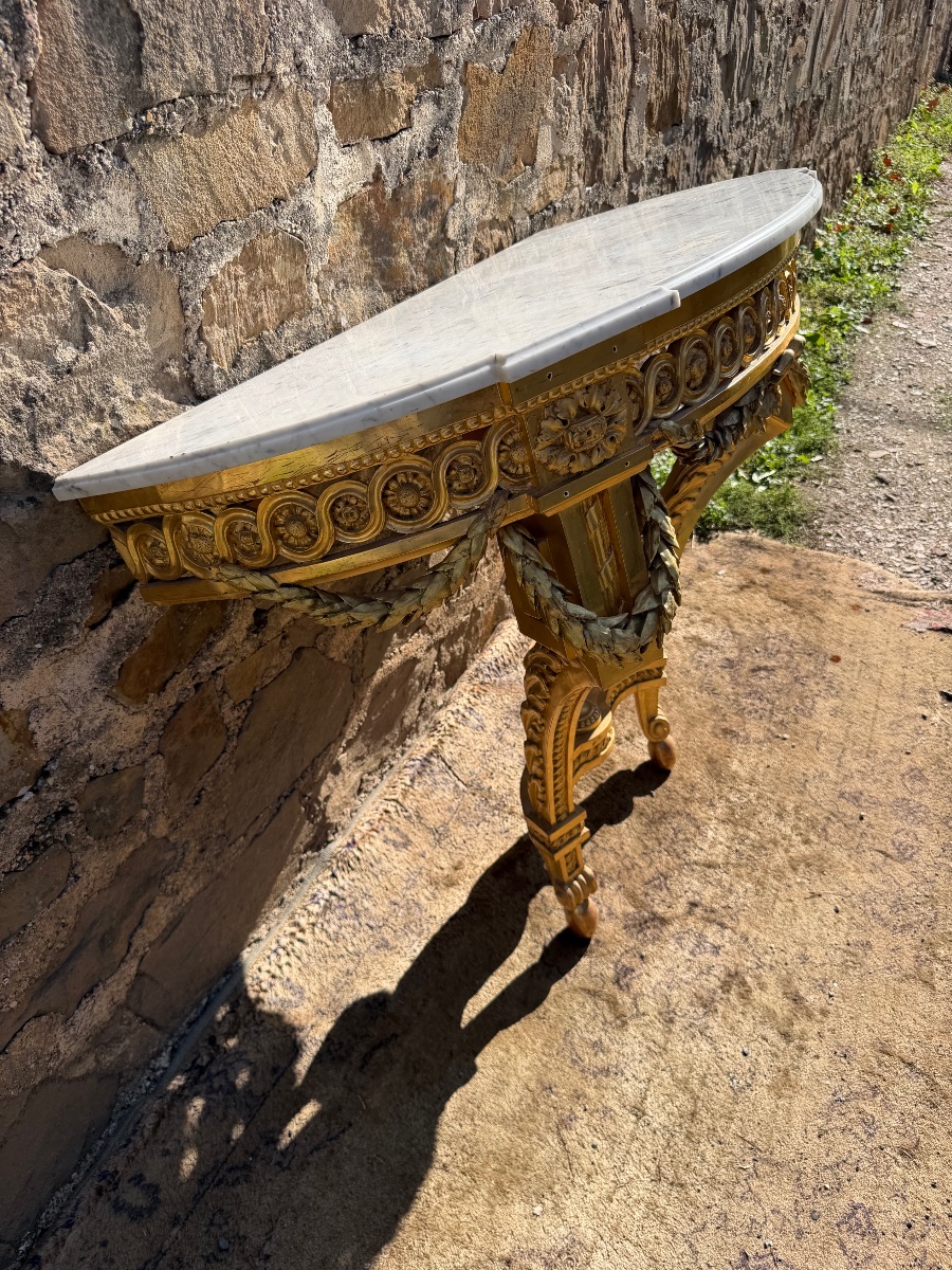 Console bois doré de style Louis XVI -photo-4