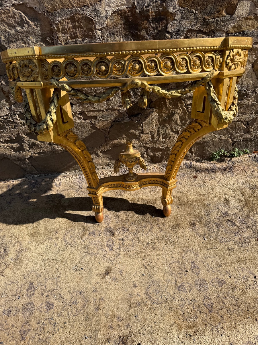 Console bois doré de style Louis XVI -photo-4