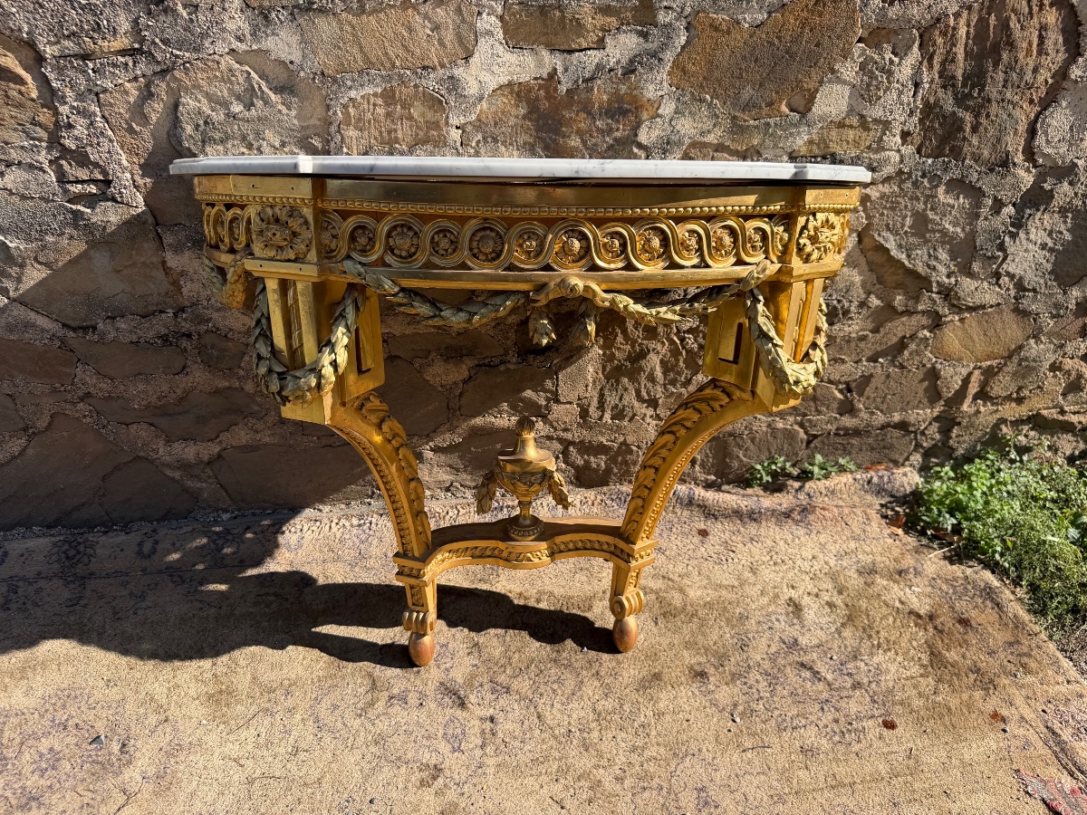 Console bois doré de style Louis XVI 