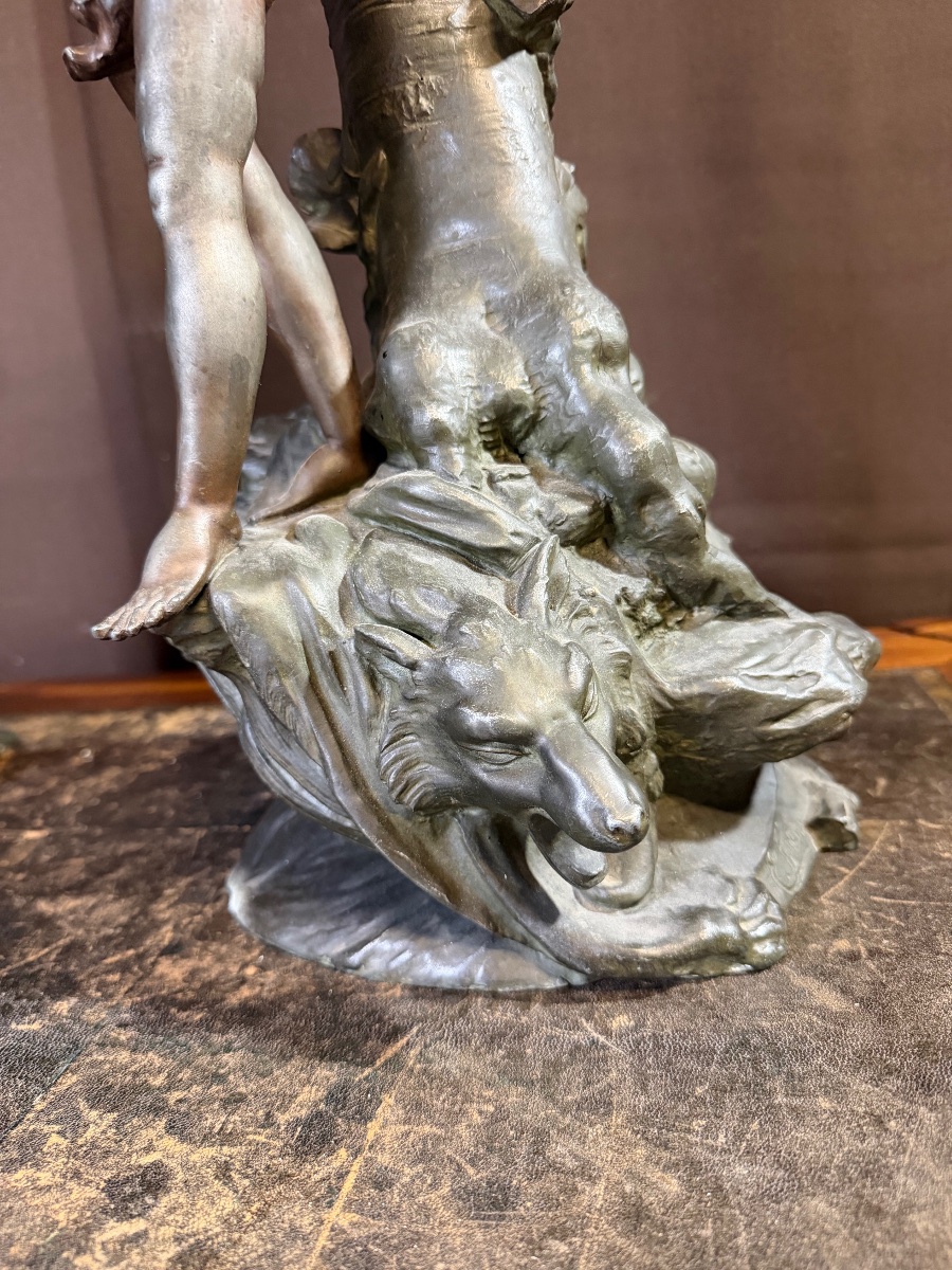 Importante paire de vases en régule art nouveau  (64cm)-photo-2