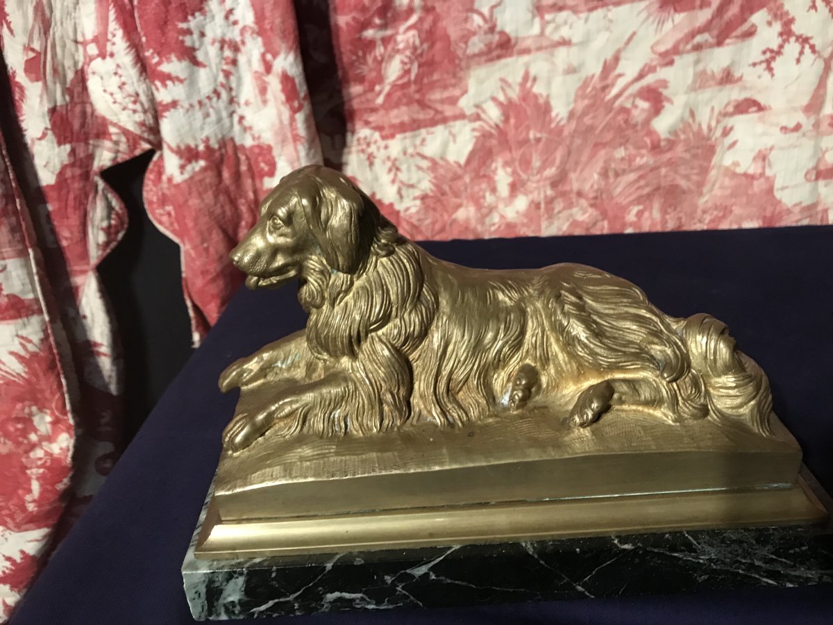 Pair Of Dogs In Gilt Bronze-photo-4