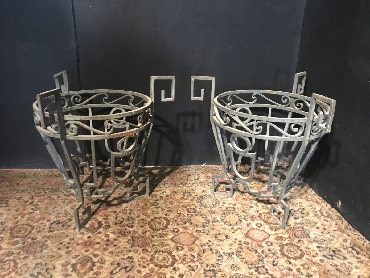 Pair Of 20s Wrought Iron Planter