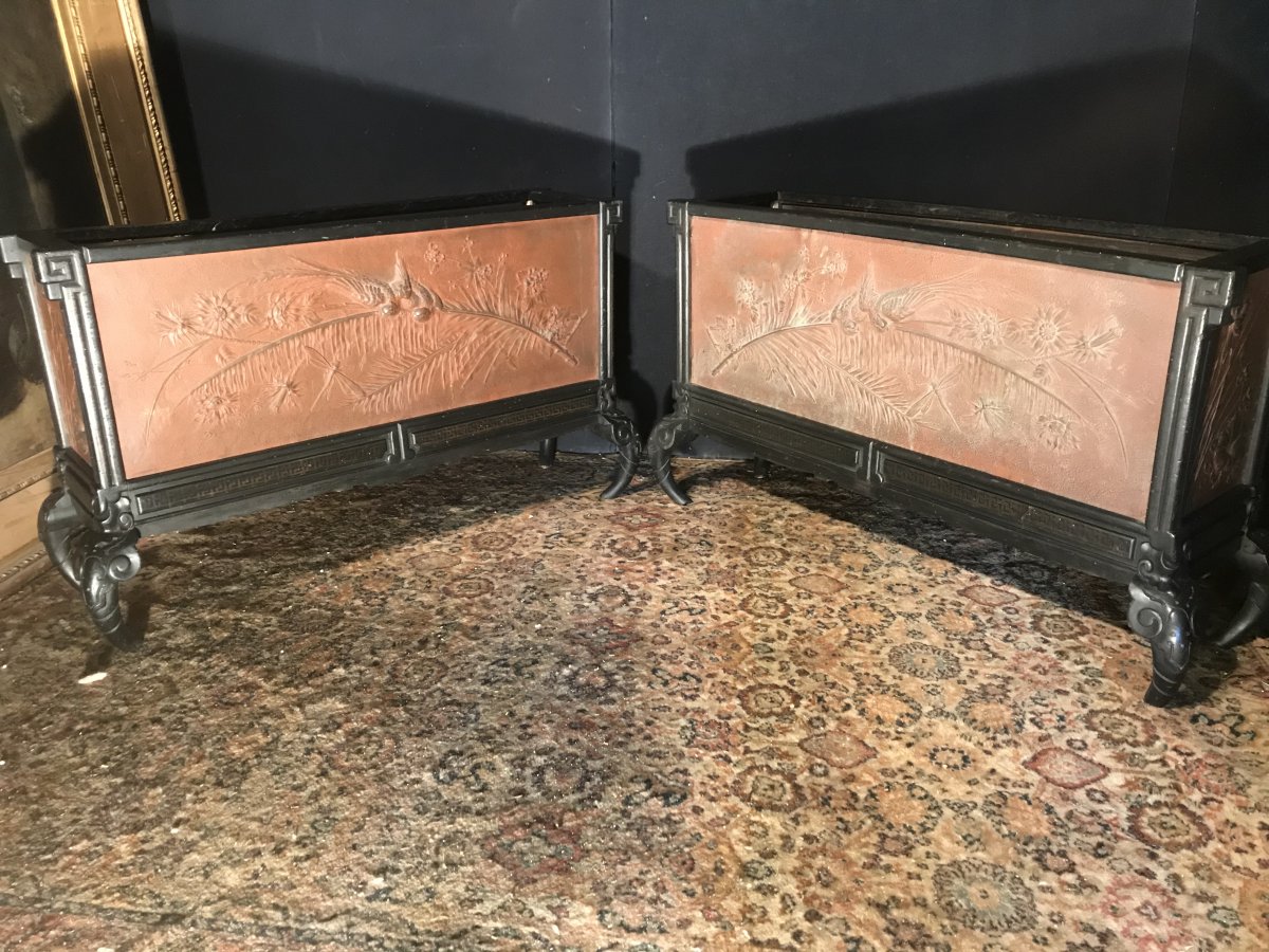 Rare Pair Of Japanese Planters