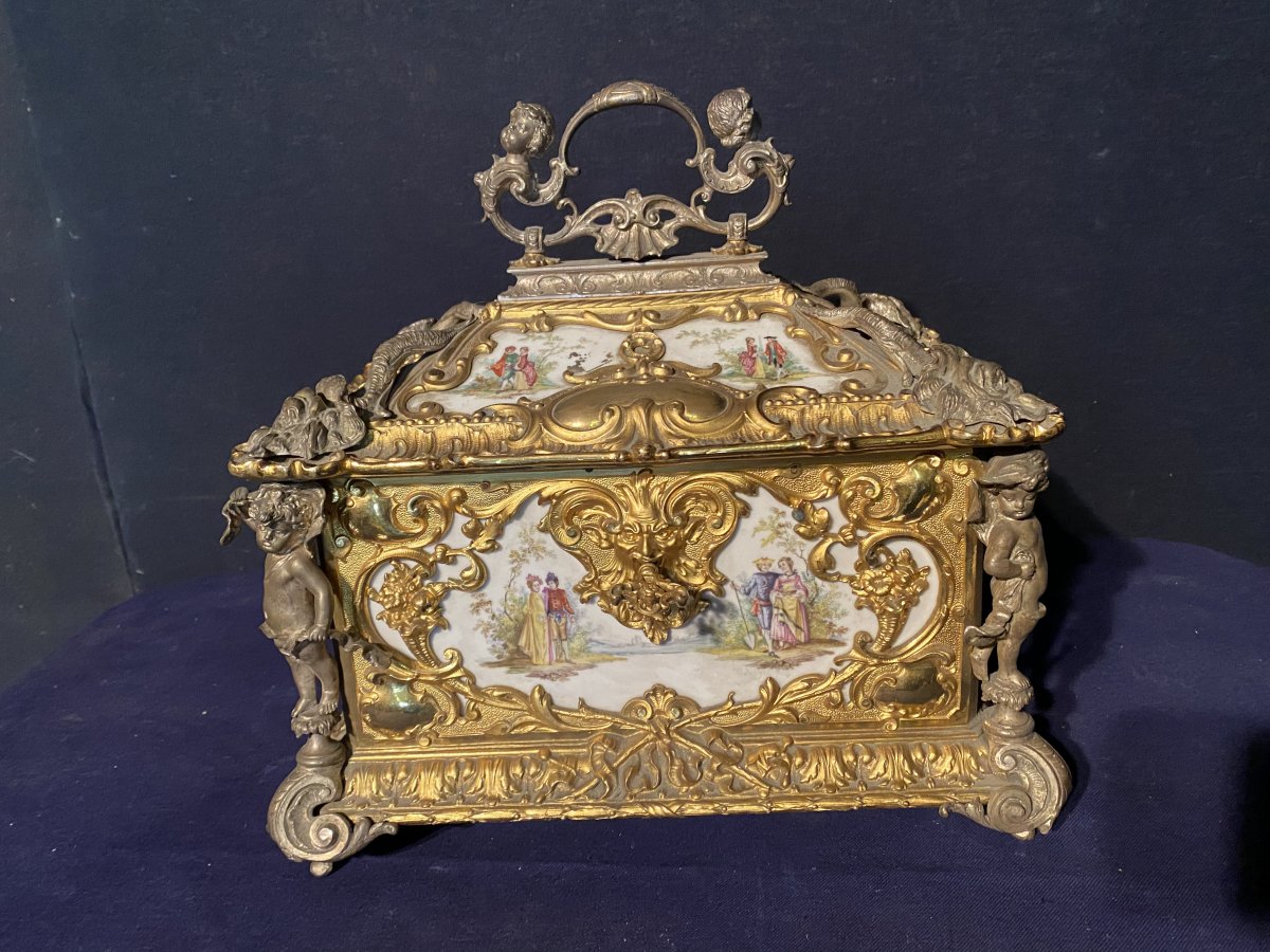 Exceptional Bronze And Porcelain Box From Sevres