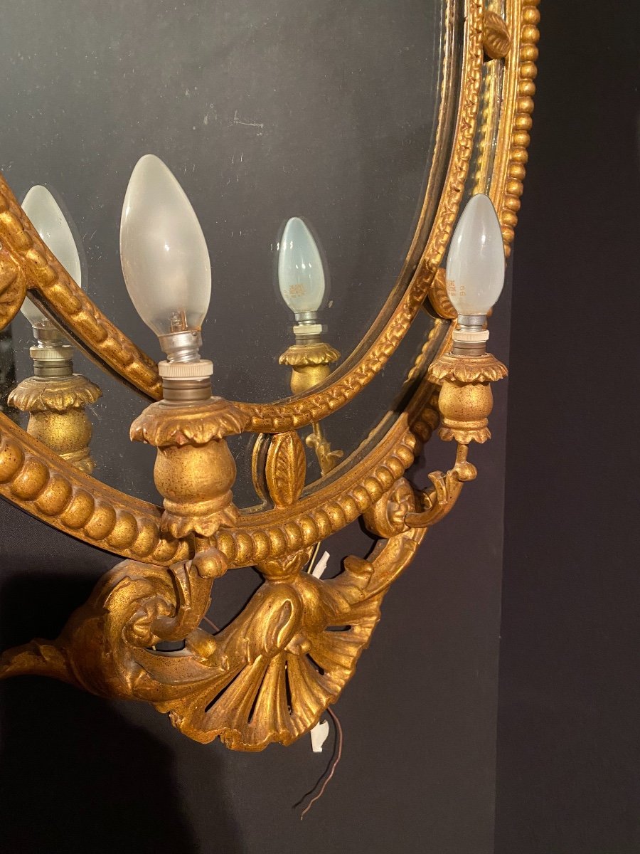 Suite Of Three Wall Mirrors In Golden Wood Louis XVI Style-photo-4