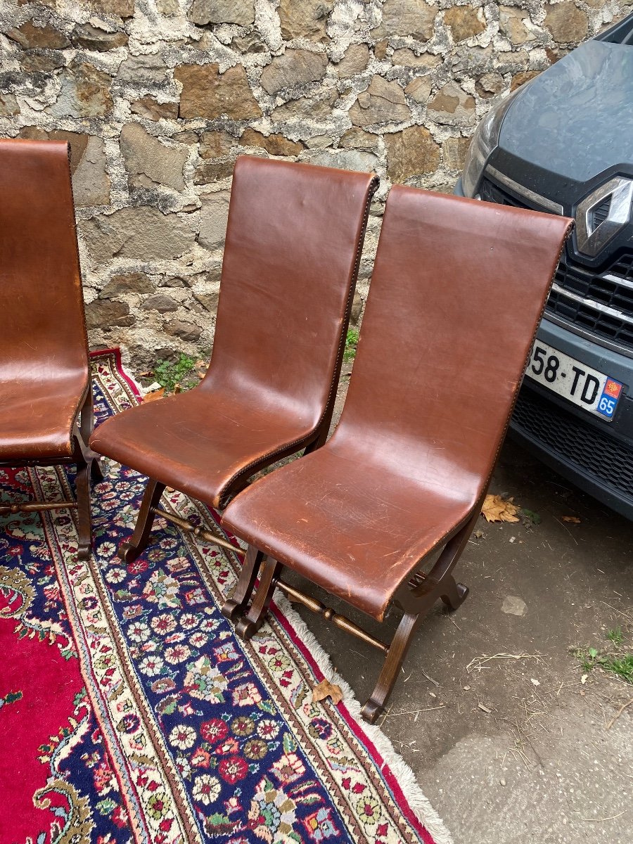 Suite Of Fourteen Chairs Covered In Leather Maison Valenti-photo-6