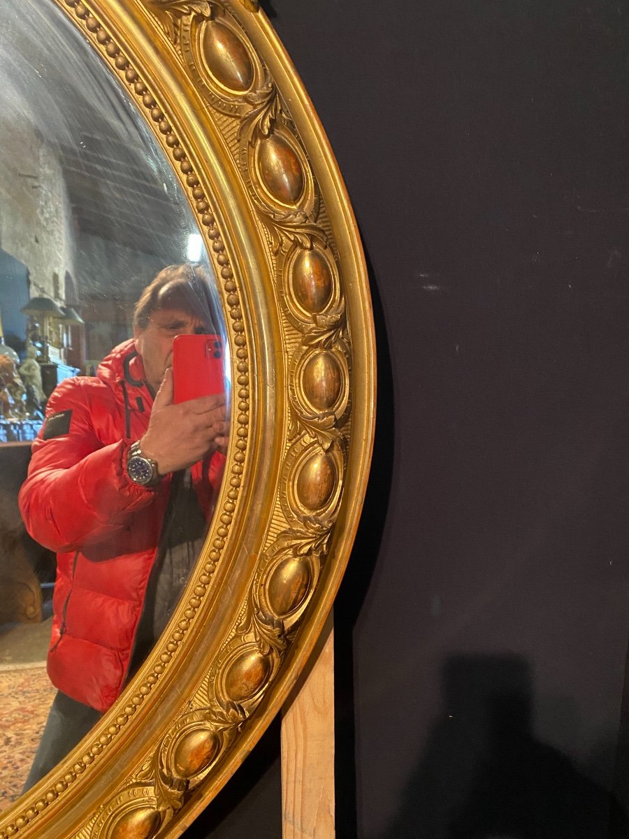 Important Miroir Médaillon à Décor D’angelots -photo-4