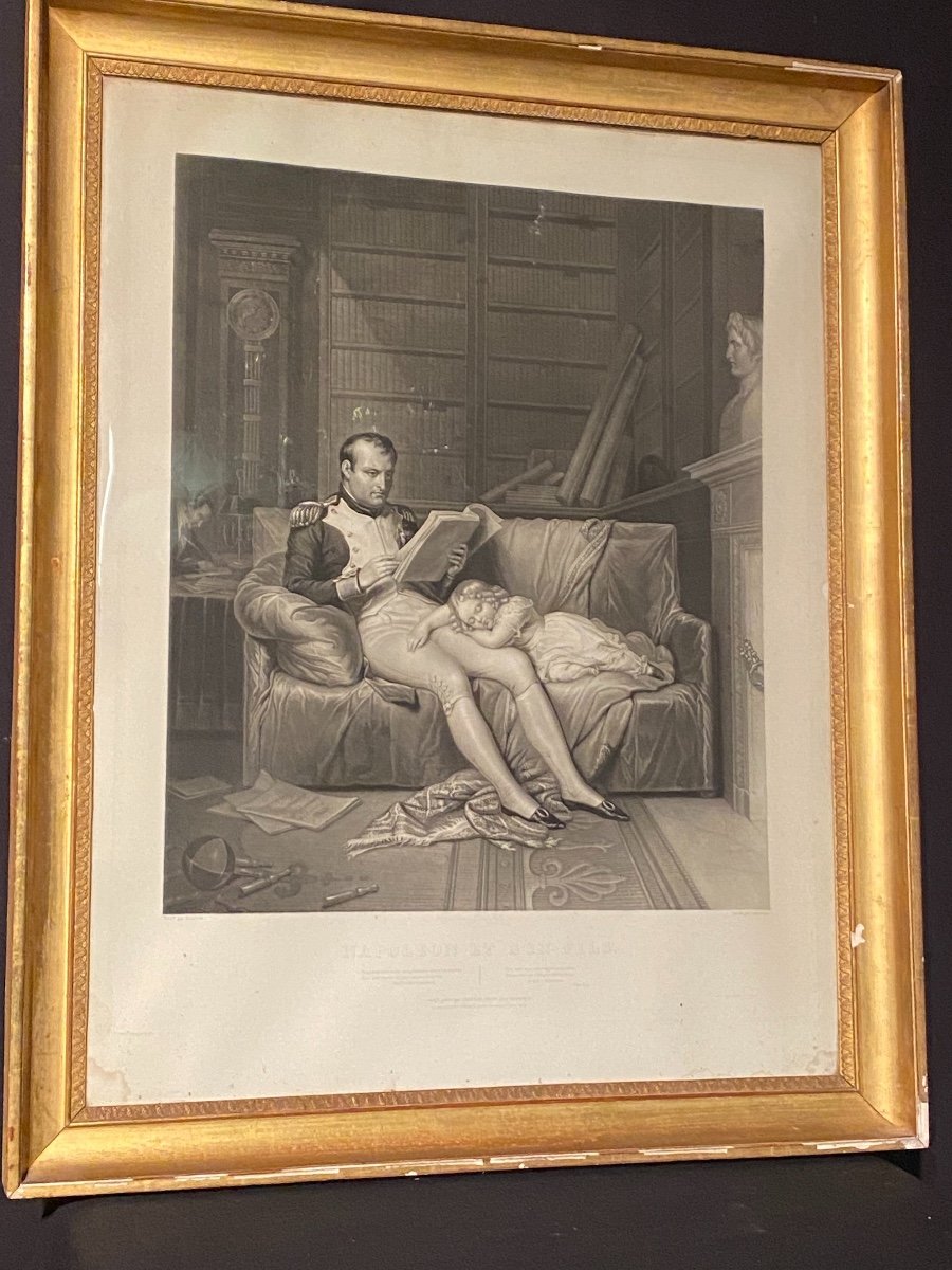 Gravure De Napoleon Et Son Fils 