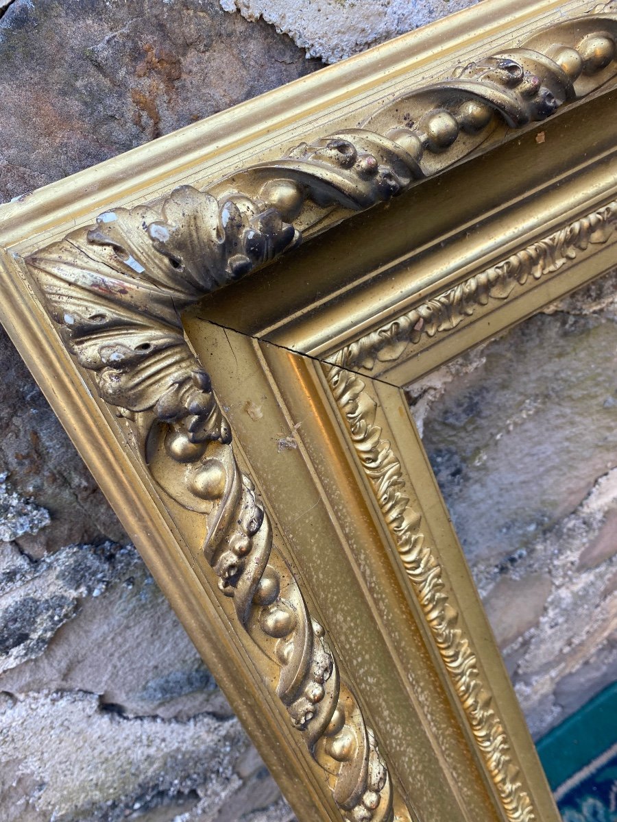 Large Frame In Wood And Golden Stuk Nineteenth-photo-4