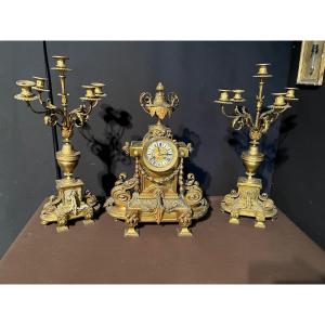 Importante Garniture De Cheminée De Style Louis XVI 