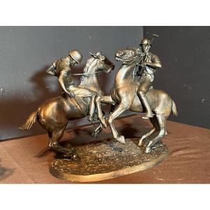 Bruno Zach. Sculpture En Bronze Joueurs De Polo 