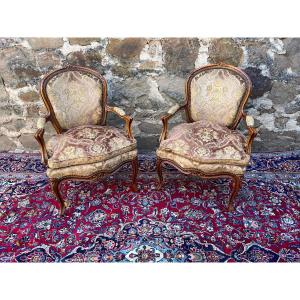 Pair Of Louis XV Style Cabriolet Armchairs