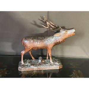 Carved Wooden Deer From The Black Forest 