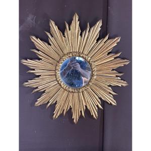 Sun Mirror In Gilded Wood 