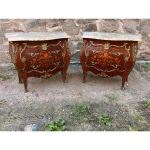Pair Of Small Louis XV Style Chests Of Drawers 