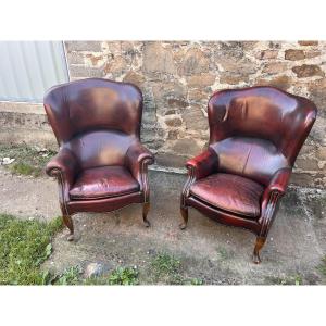 Paire de fauteuils recouvert cuir de la maison Valenti à Barcelone 