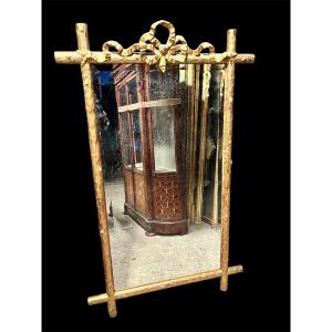 Miroir bois doré faux bois 