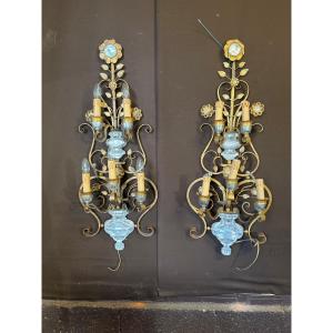 Importante paire d’appliques de la maison bagués (102cm)