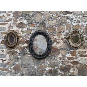 Ensemble de trois miroirs soleils en métal 