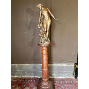 Edouard Drouot (1859-1945) bronze nu féminin aux colombes (hauteur :81cm)